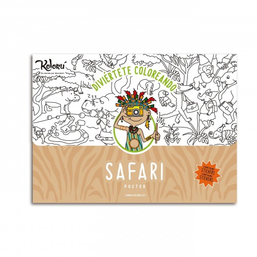 GRAN PROMO Poster safari con stickers + colores KO_8304514133  Koloru