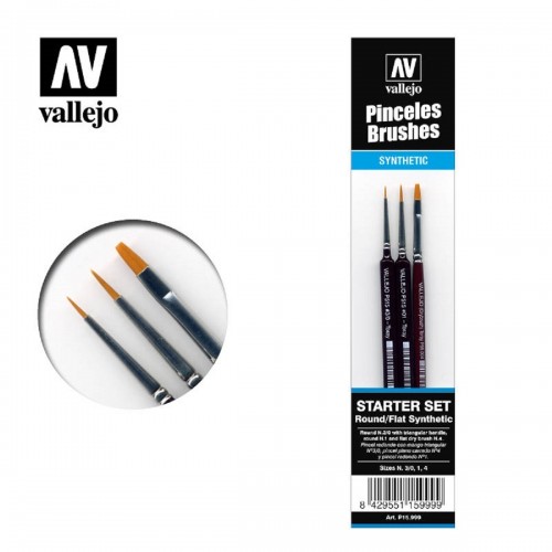 Vallejo - Pinceles Starter Set (3 UDS)Redondo No.s 1 y 3/0-PLANO No.4 V_P1599159999  Vallejo