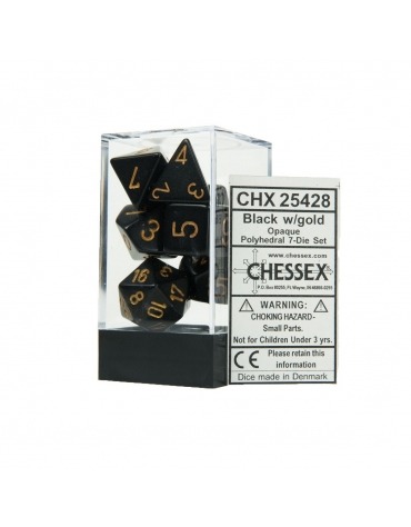 Set 7 Dados Rol Opacos Negro con Dorado CHX-254287894  Chessex