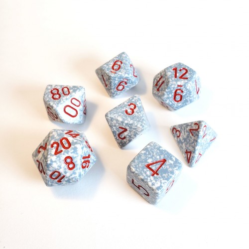 Set 7 Dados Polyhedral Speckled Granito Rojo CHX25300  Chessex
