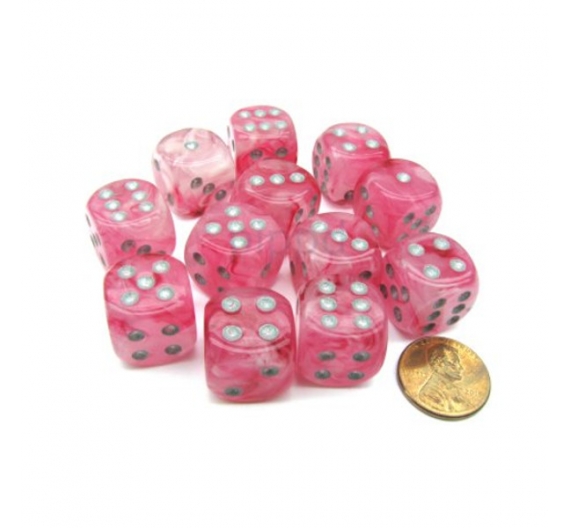 Dados D6 16MM Tarro - Ghostly Glow Rosado /Silver 27724 Chessex Chessex