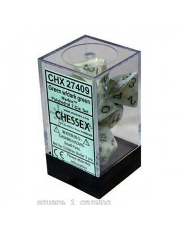 Marble Polyhedral Verde /Dark Verde Set 7-Dados 27049 Chessex Chessex
