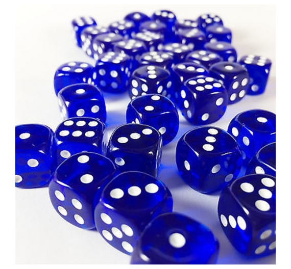 Set 12 Dados D6 Blue With White 23606  Chessex