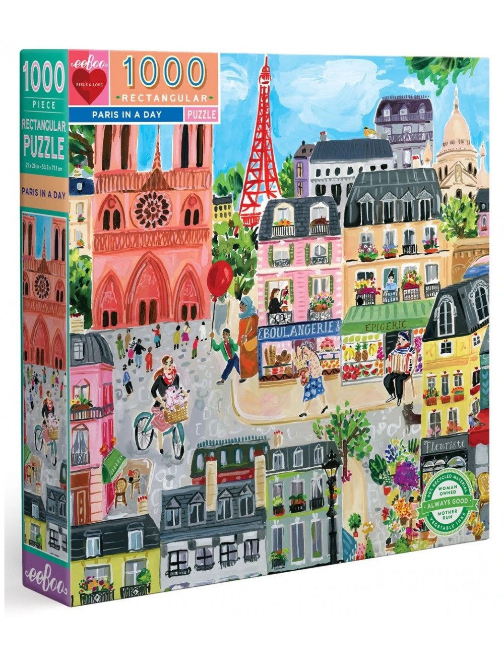 Rompecabezas rectangular de 1000 piezas de París en un Día EB-PZTPD2