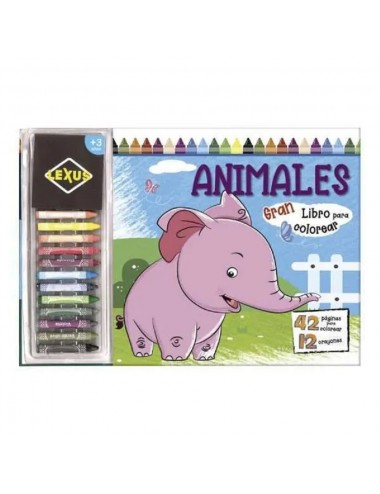 Gran Libro Para Colorear: Animales + 12 Crayones