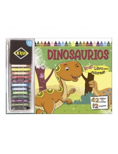 Gran Libro Para Colorear: Dinosaurios + 12 Crayones