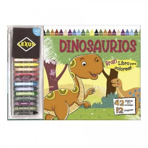 Gran Libro Para Colorear: Dinosaurios + 12 Crayones 