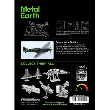 Avión Supermarine Spitfire - Para Armar 15-001-0177 Metal Earth Metal Earth