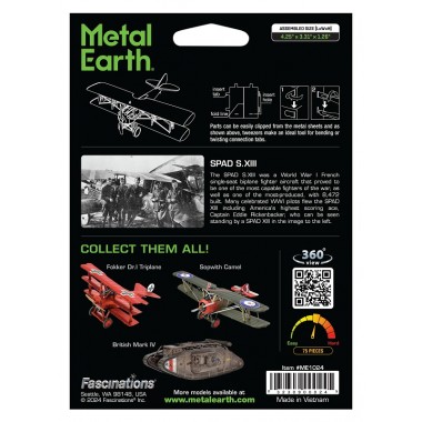 Avión Spad S.XIII - Para Armar 15-001-0190 Metal Earth Metal Earth