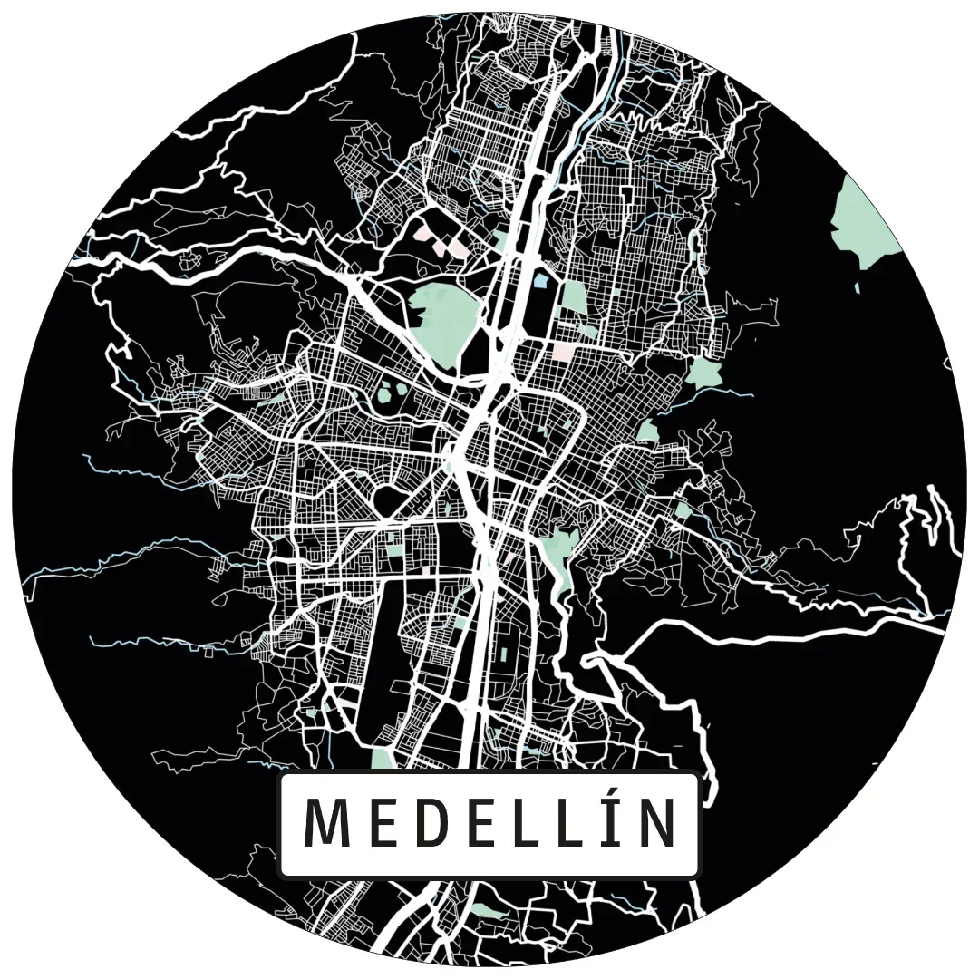 Mapa Medellín - Rompecabezas Redondo en Madera 165 Piezas