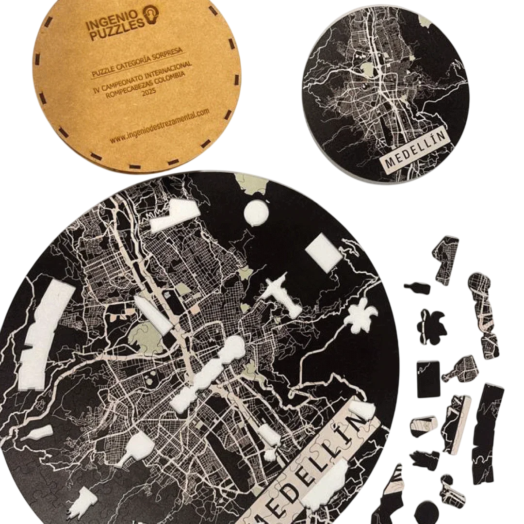 Mapa Medellín - Rompecabezas Redondo en Madera 165 Piezas