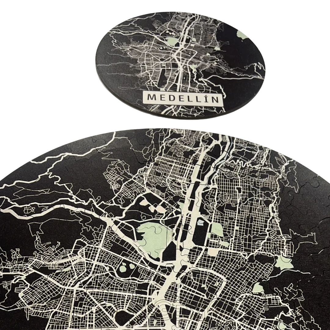 Mapa Medellín - Rompecabezas Redondo en Madera 165 Piezas