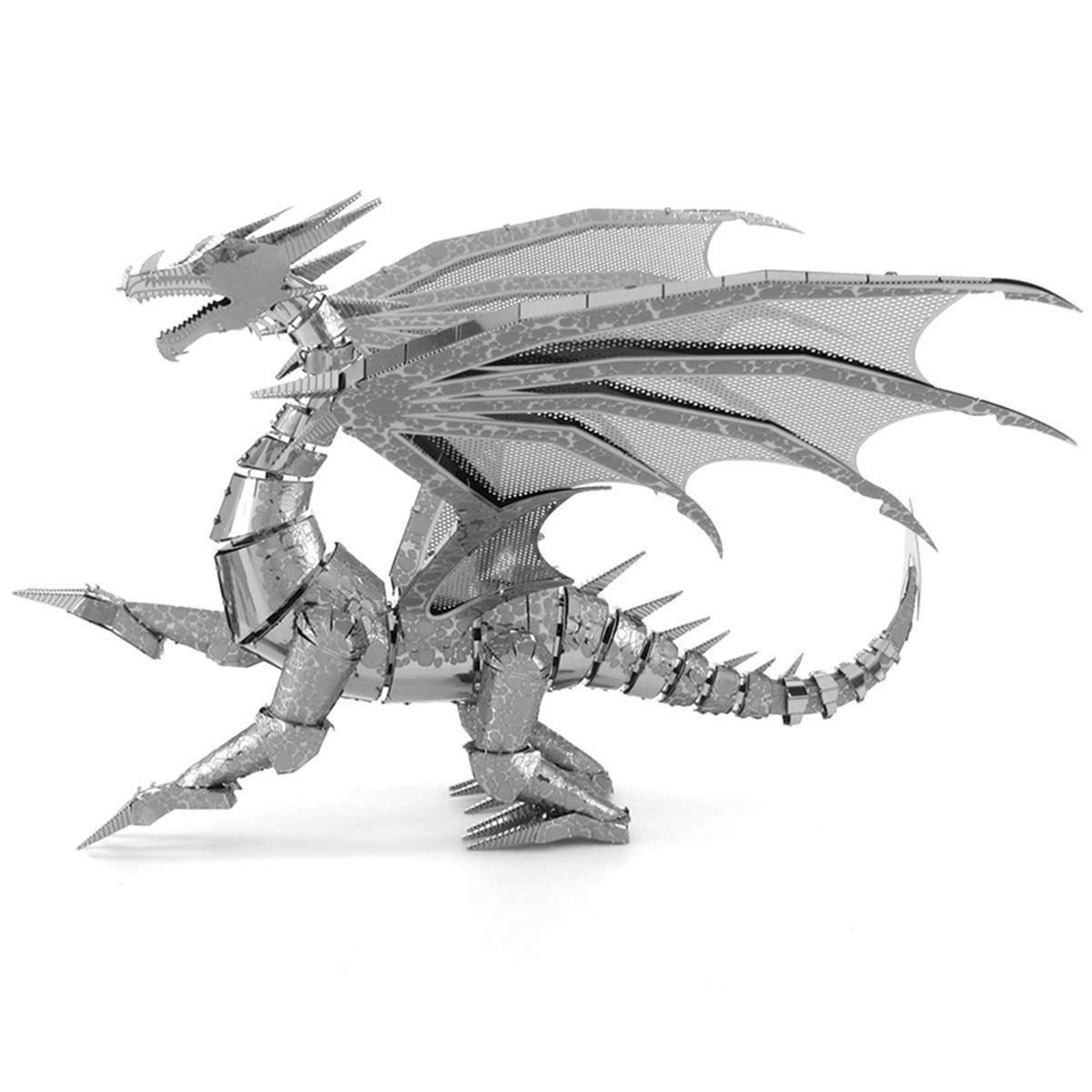 Modelo Para Armar Metal Earth Dragón Plateado