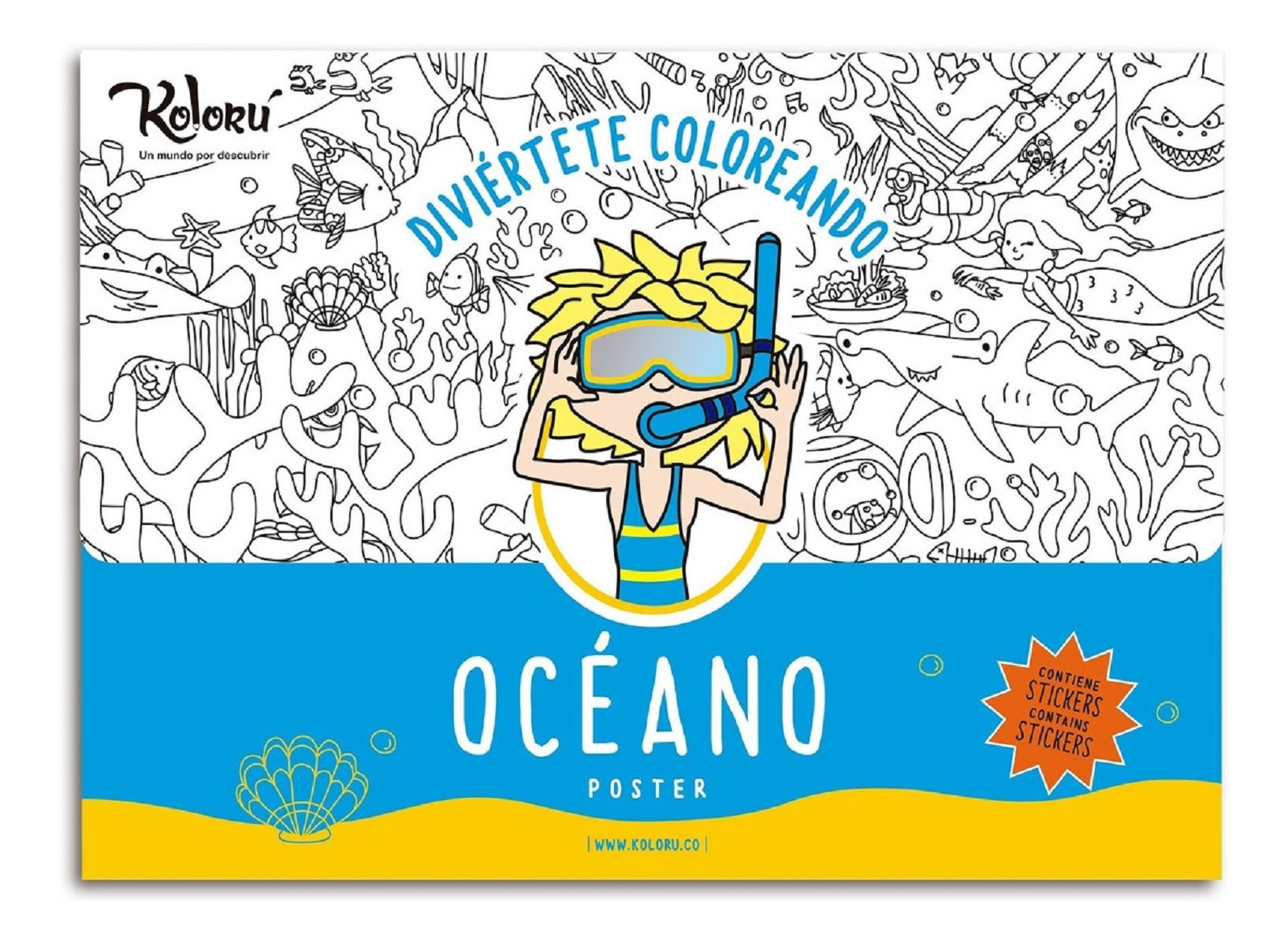 GRAN PROMO Poster Océano con stickers + colores
