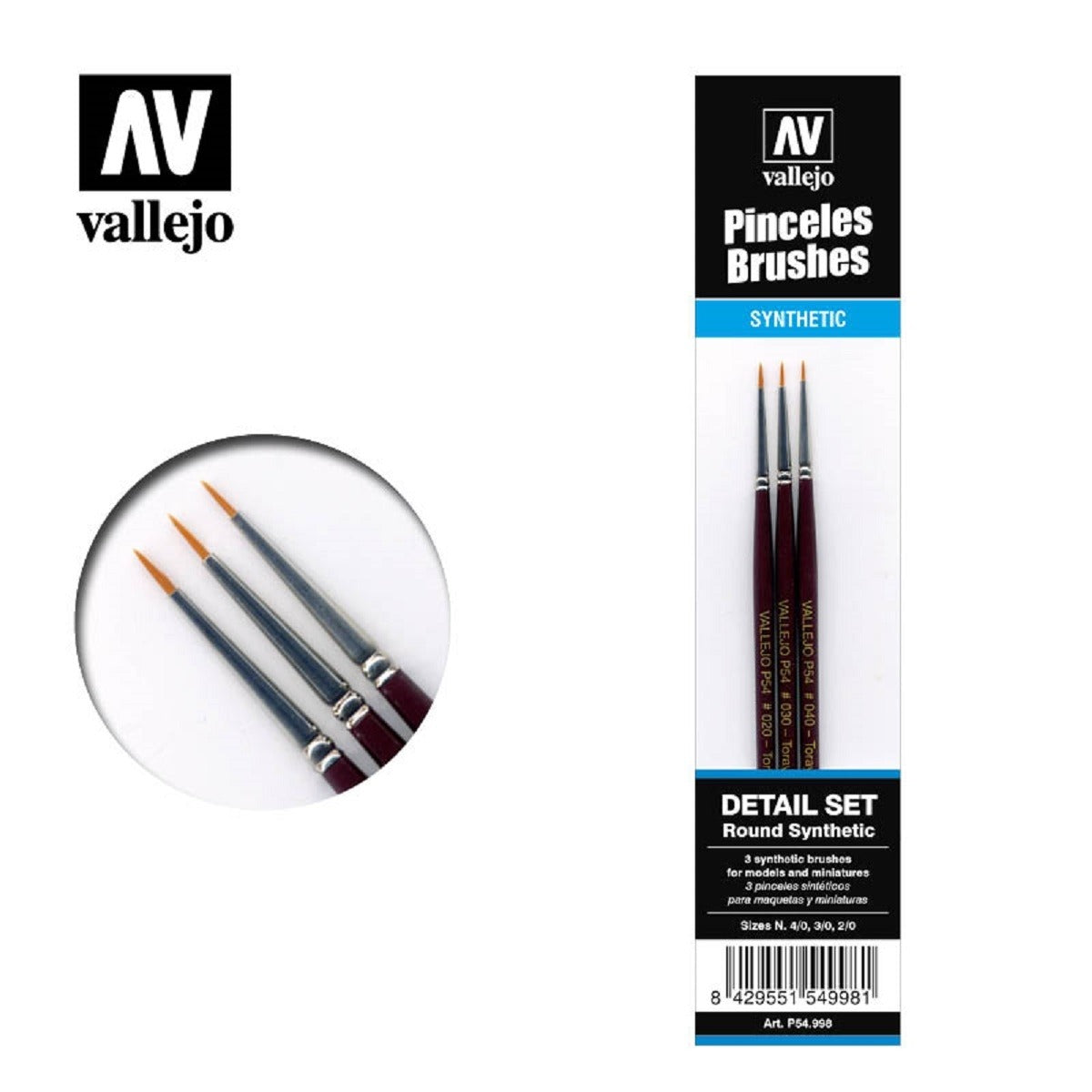Vallejo - Pinceles Toray Painter Set (sizes 4/0, 3/0 & 2/0)