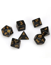 Set 7 Dados Rol Opacos Negro con Dorado