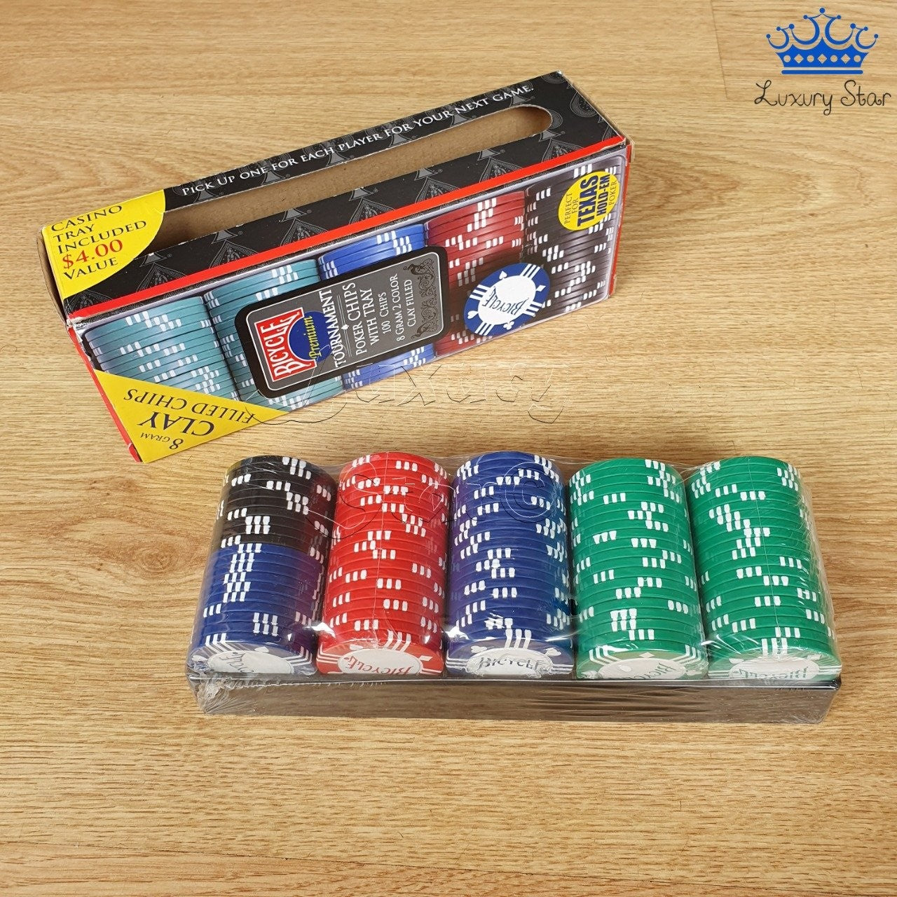 Chips de Poker 8 Gram Clay- Bicycle (100 Chips)
