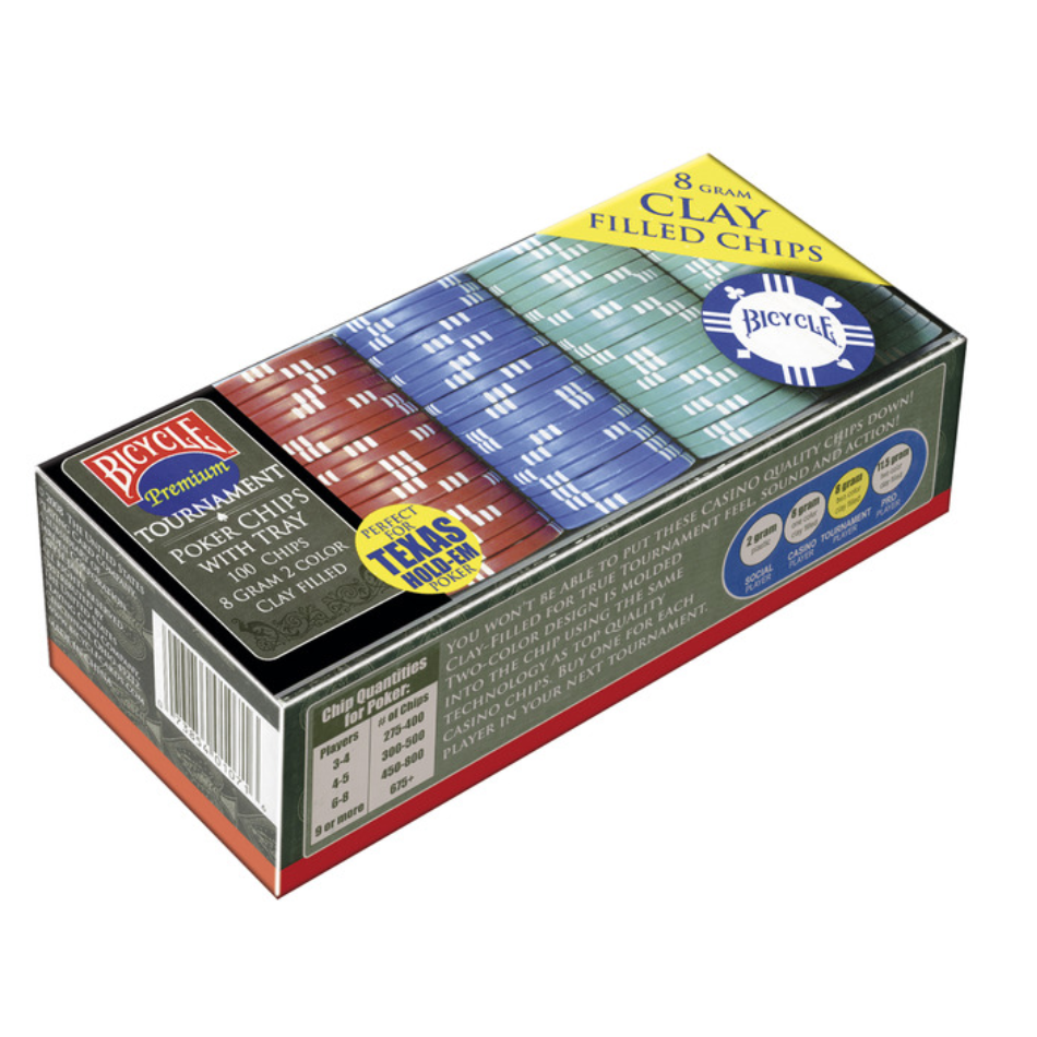 Chips de Poker 8 Gram Clay- Bicycle (100 Chips)