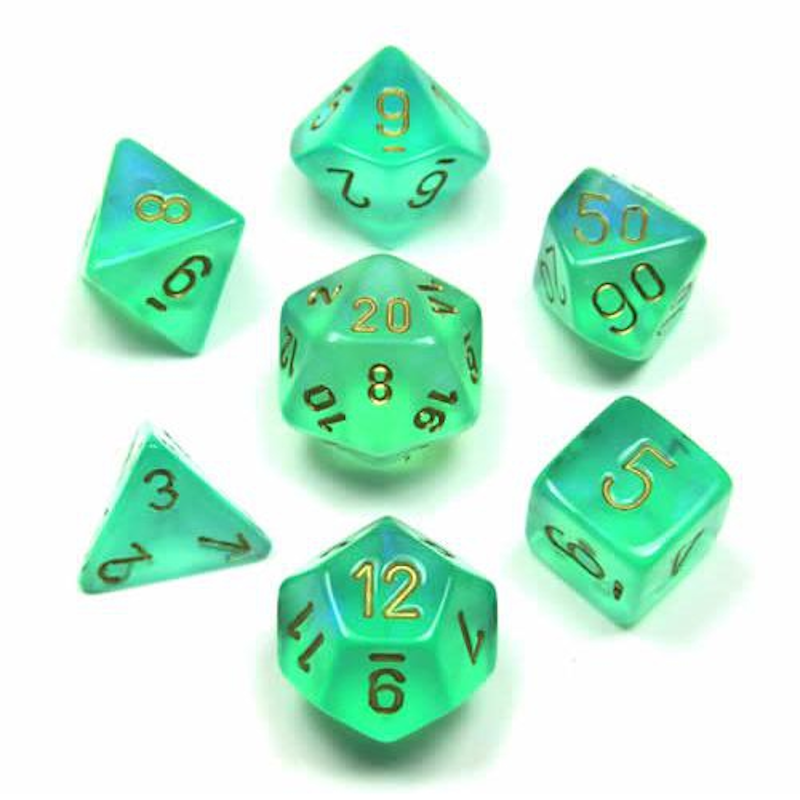 Set 7 Dados Borealis Lightgreen/Gold