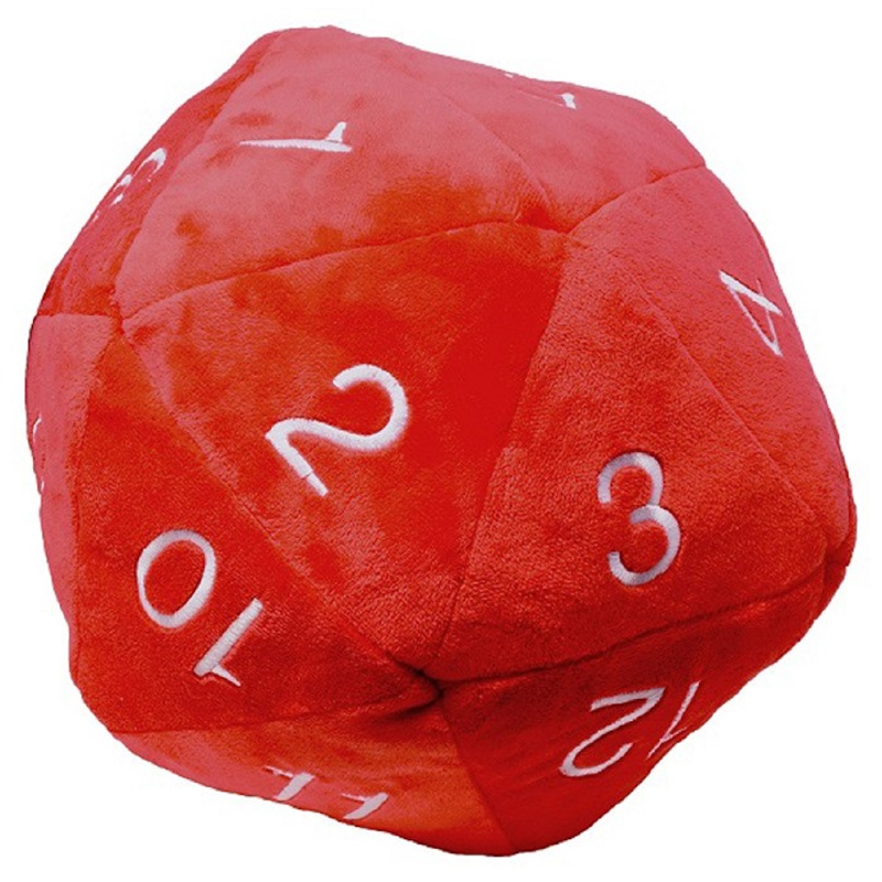 Dados Peluche Jumbo D20 Plush En Rojo Con Números Blancos