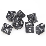 Set 7 Dados Poliedro Granito Blanco y Negro