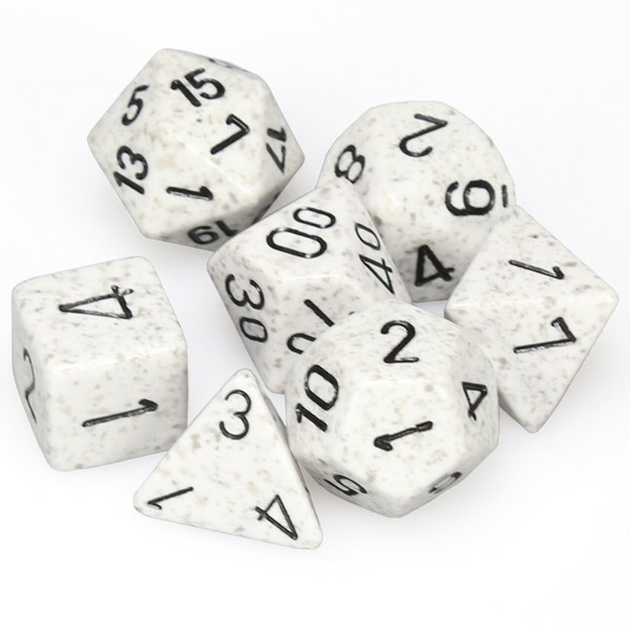 Set 7 Dados Polyhedral Granito Blanco / Negro