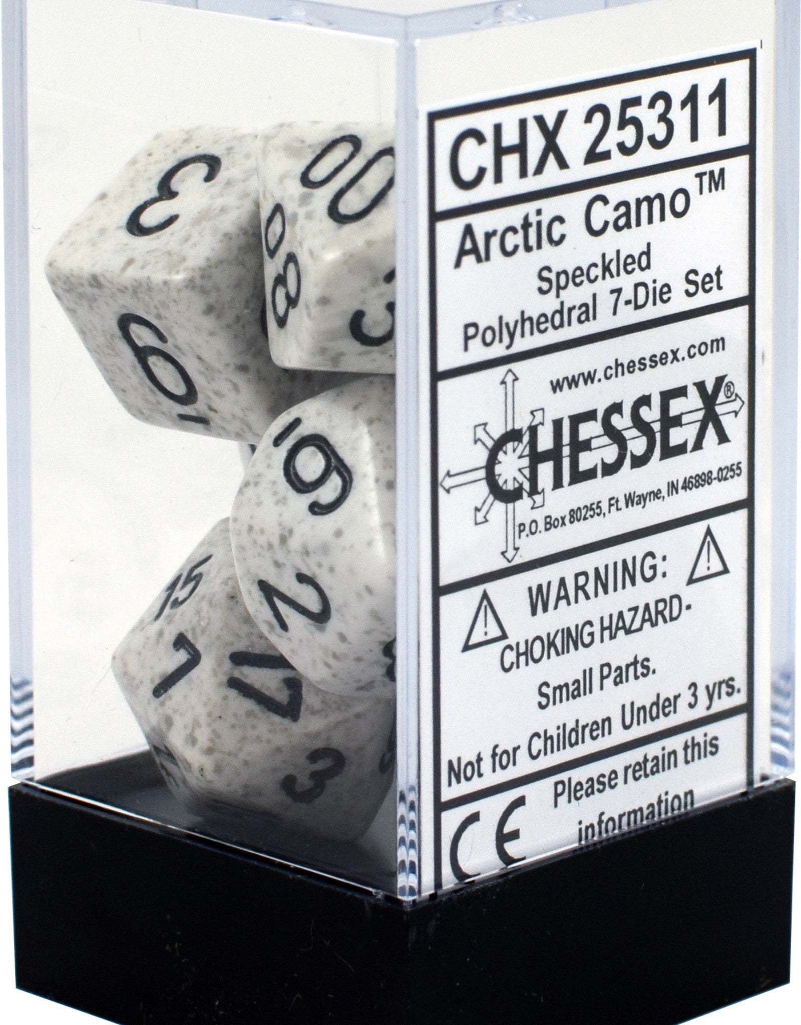Set 7 Dados Polyhedral Granito Blanco / Negro