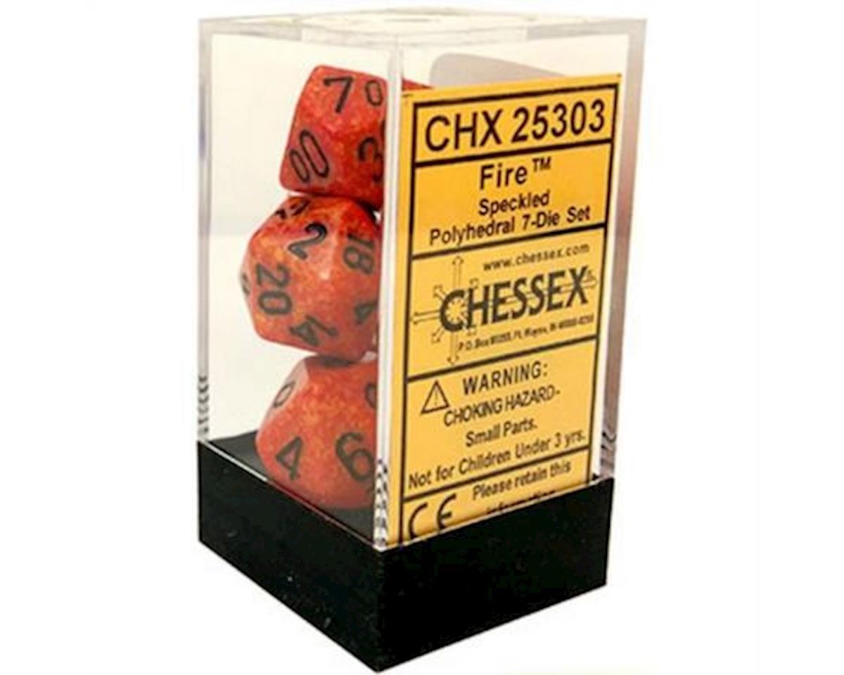 Set 7 Dados Polyhedral Speckled Granito Naranja/ Negro