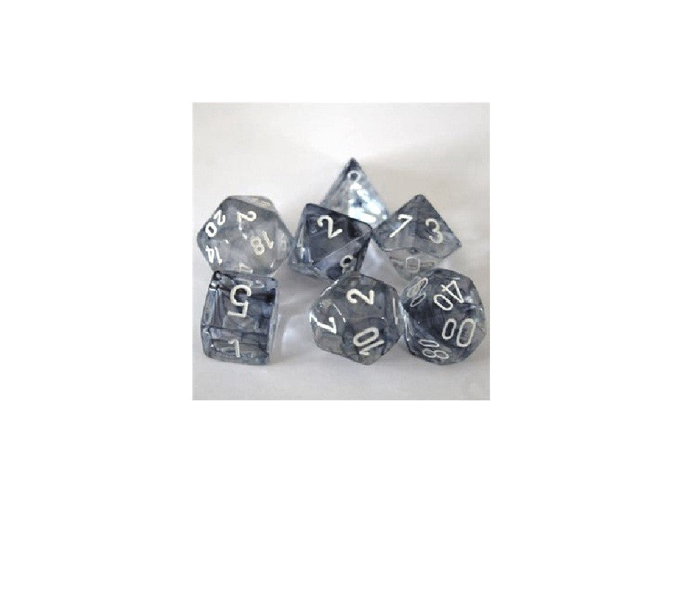 Set 7 Dados Polyhedral Nebula Negro/Blanco