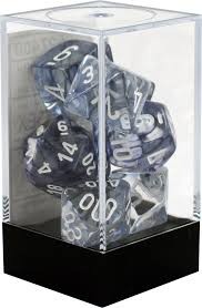 Set 7 Dados Polyhedral Nebula Negro/Blanco