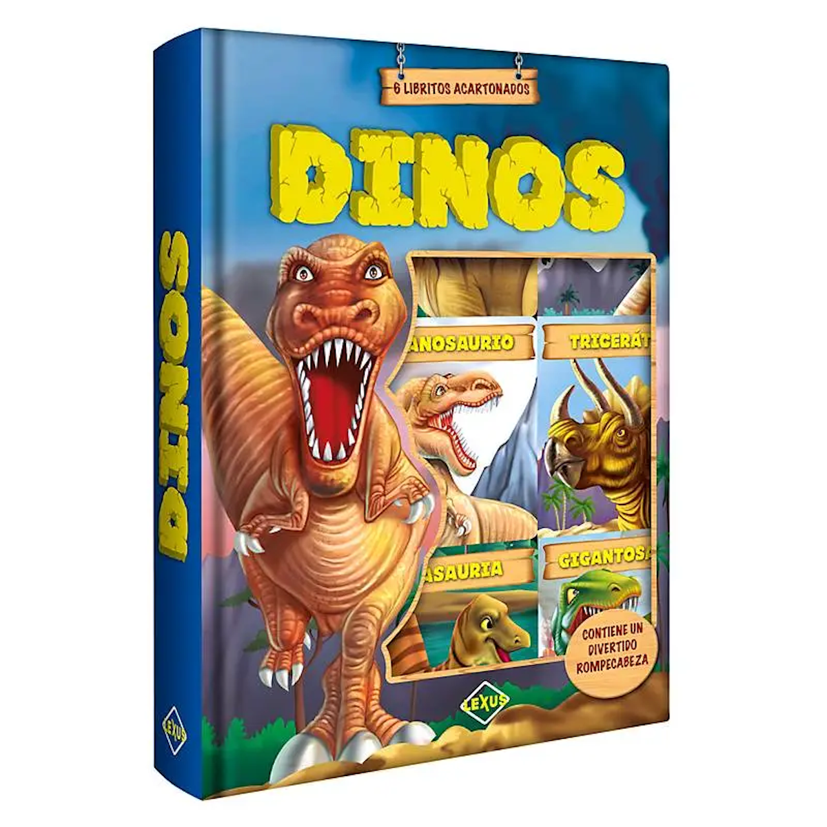 Dinos 6 Libritos Acartonados Cofre Imantado