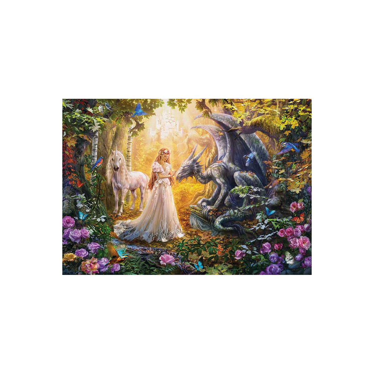 Rompecabezas Dragón, Princesa Y Unicornio