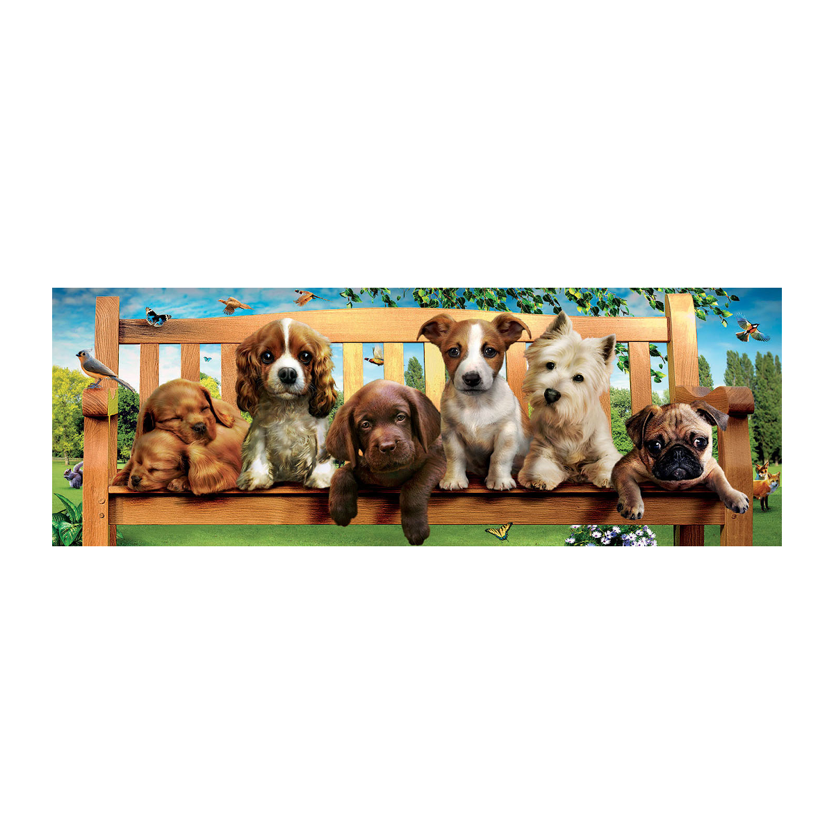 Rompecabezas Perritos En El Banco Panorama