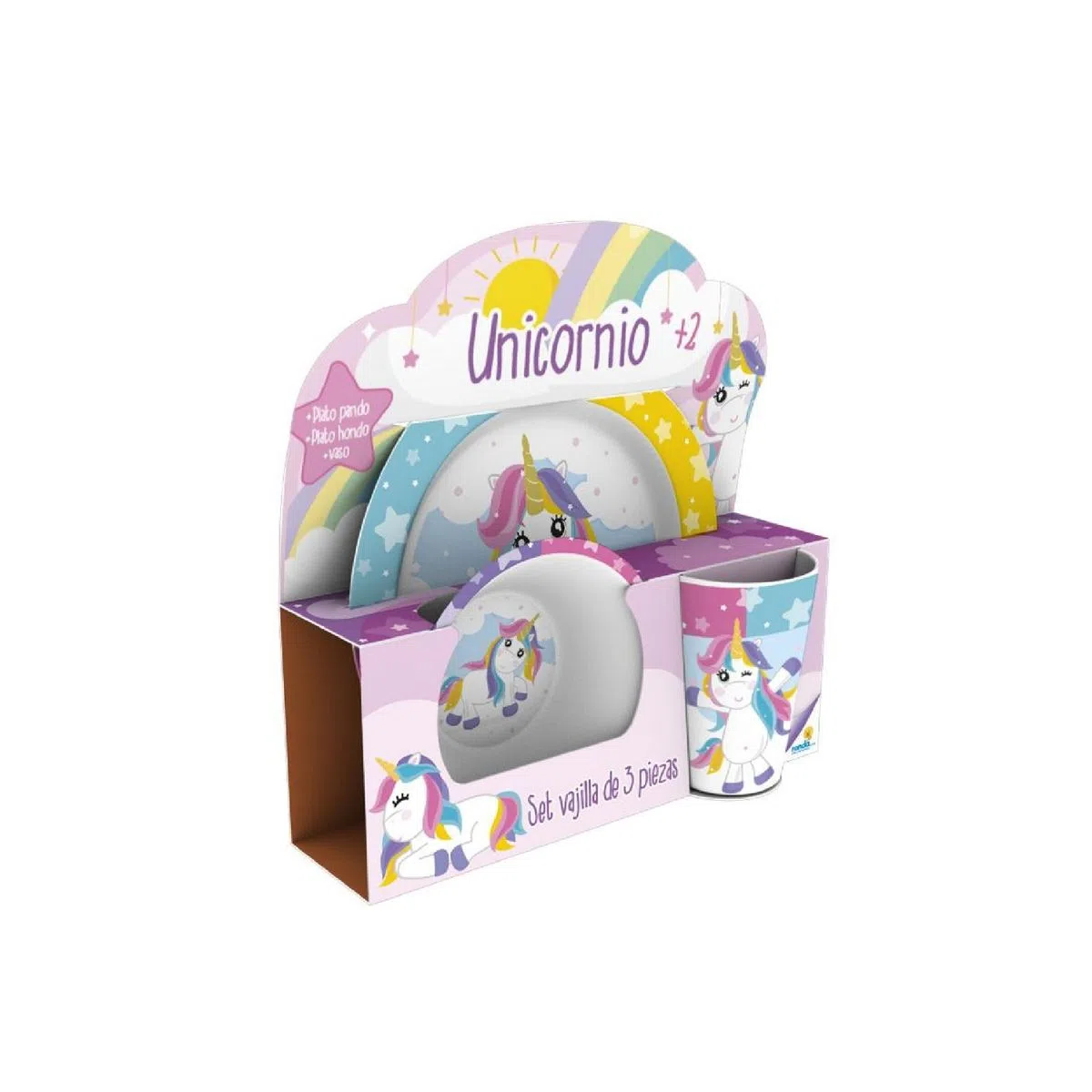 Set De Melamina 3 Piezas Unicornio Surtido