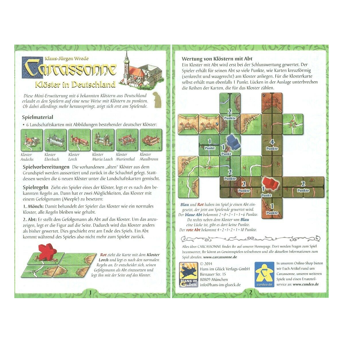 Carcassonne: Kloster in Deutschland - Eng