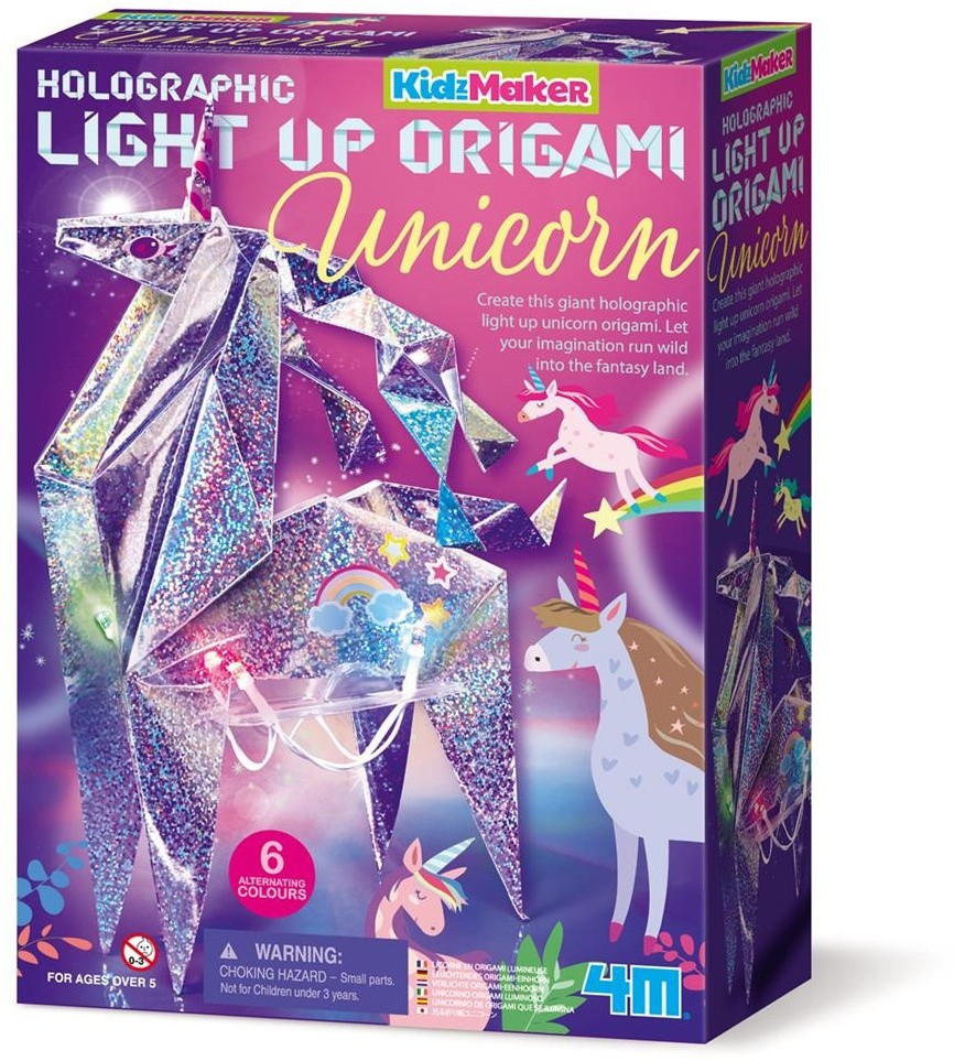 Kit Infantil Unicornio de Origami con Luz Holografica- 4m