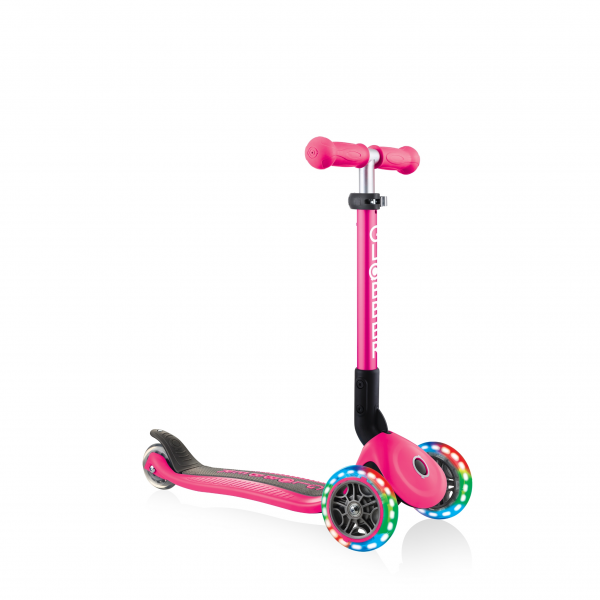 Monopatín Infantil Junior Luces Led Rosado Neon