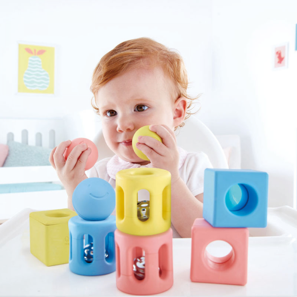 Trio de Cascabeles Geometricos para Bebe