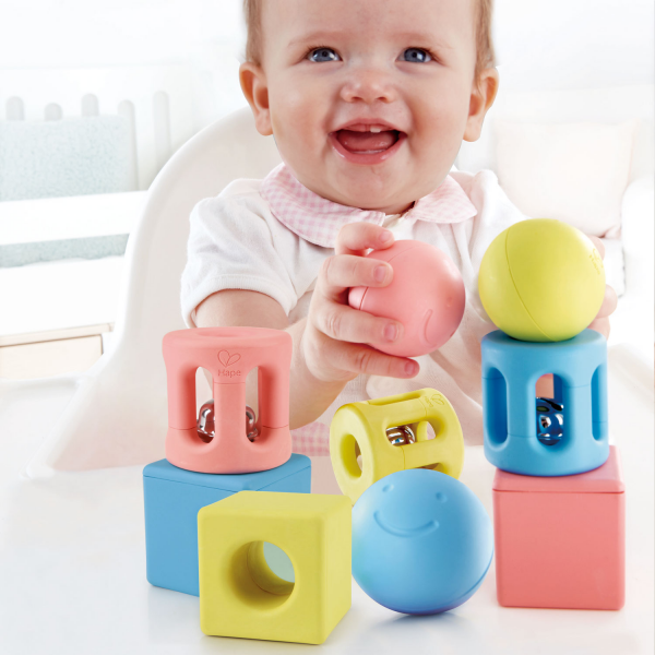 Trio de Cascabeles Geometricos para Bebe
