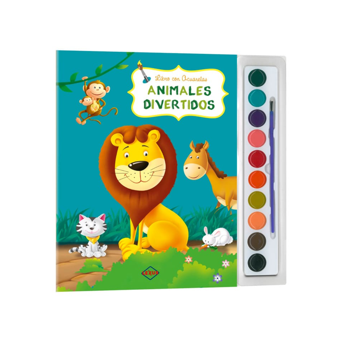 Animales Divertidos, Libro con Acuarelas + Pincel
