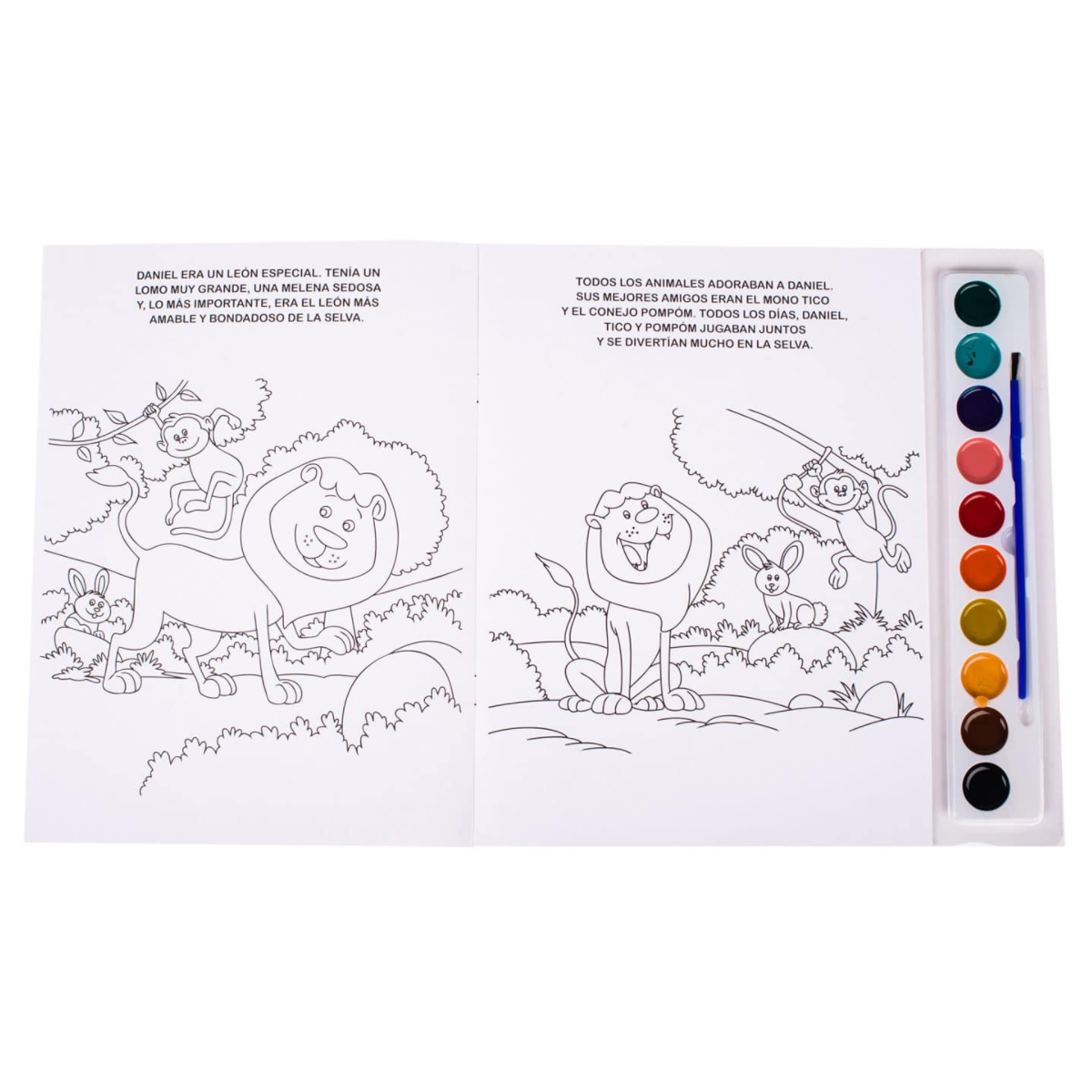 Animales Divertidos, Libro con Acuarelas + Pincel