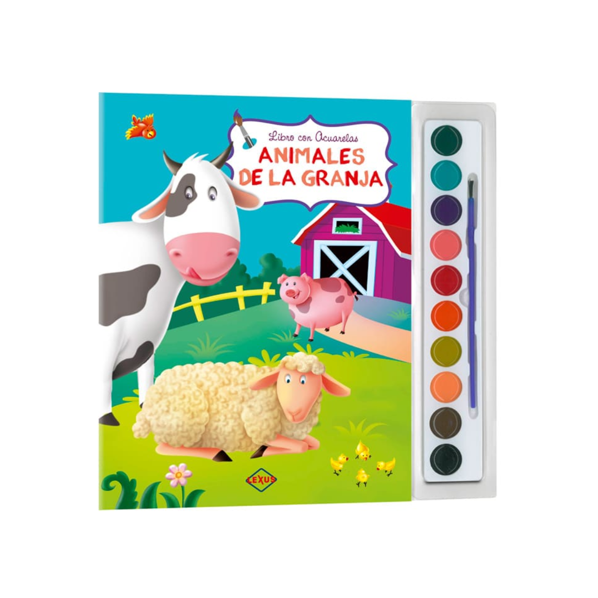 Animales de la Granja, Libro con Acuarelas + Pincel