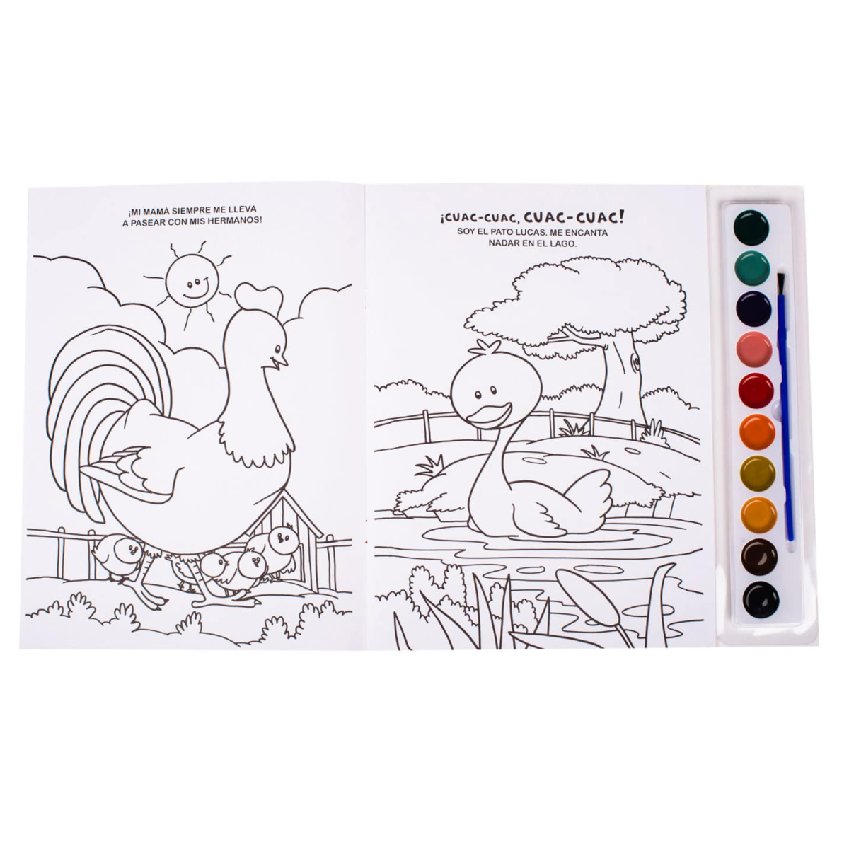 Animales de la Granja, Libro con Acuarelas + Pincel