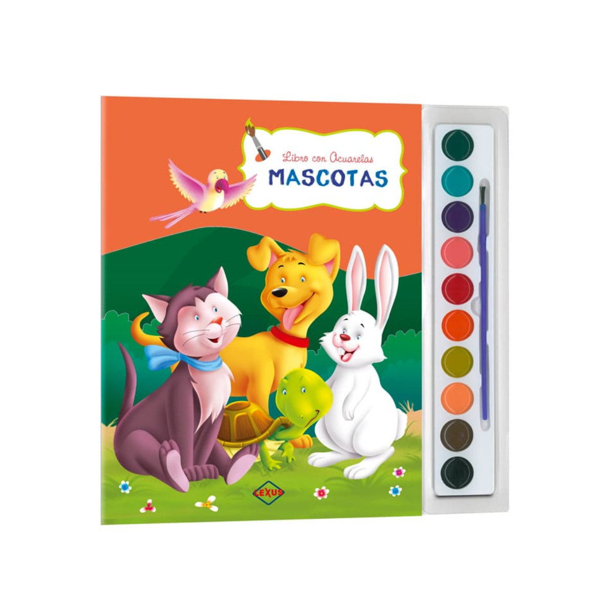 Mascotas, Libro con Acuarelas + Pincel
