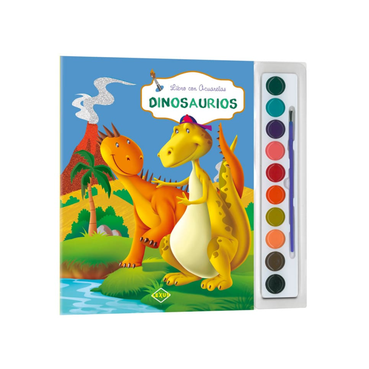 Dinosaurios, Libro con Acuarelas + Pincel
