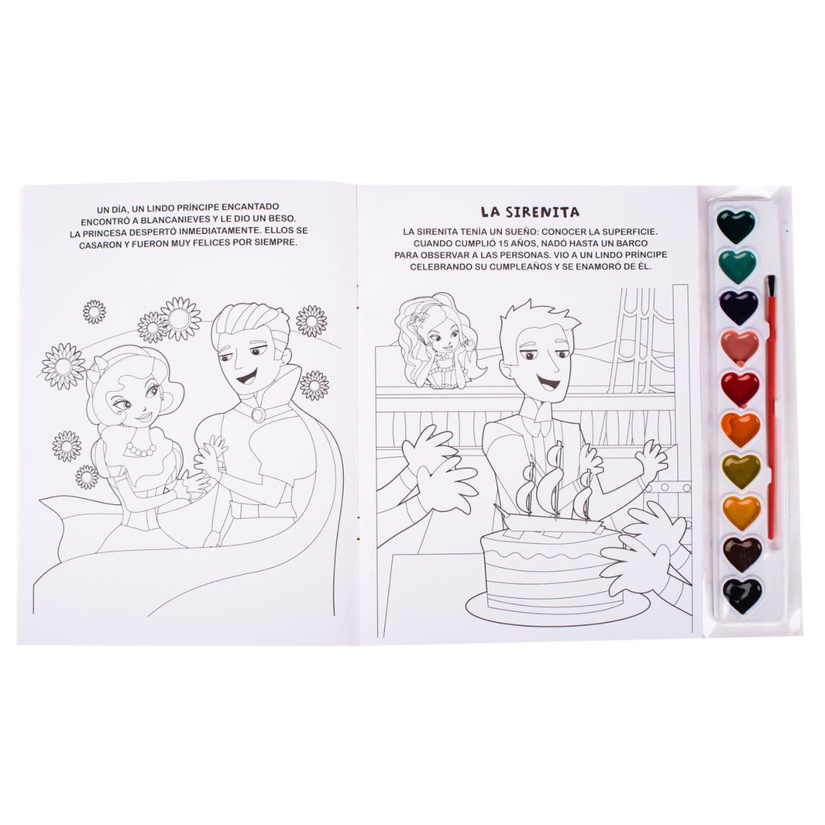 Princesas, Libro con Acuarelas + Pincel