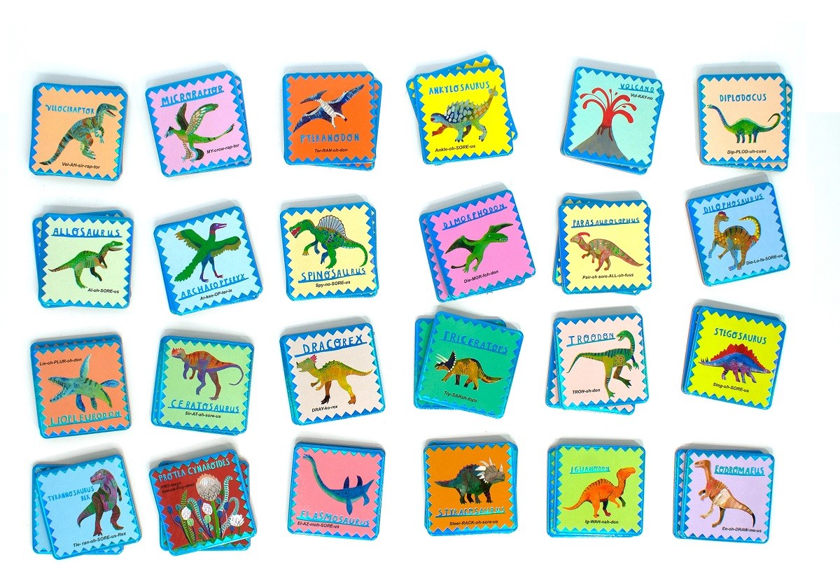 Juego de Memoria y Combinación de Dinosaurios Brillantes