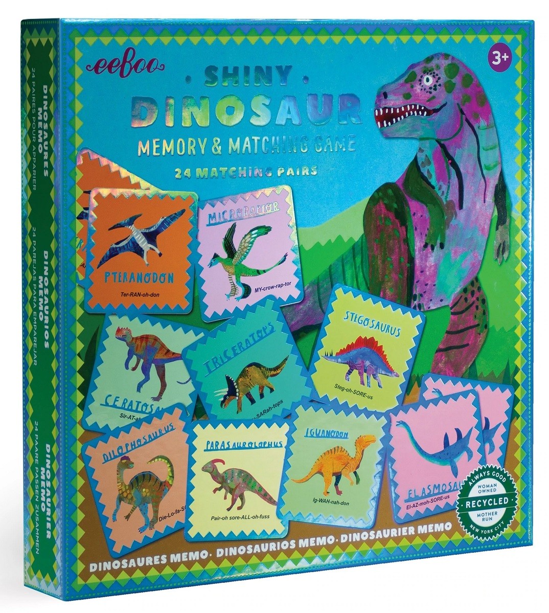 Juego de Memoria y Combinación de Dinosaurios Brillantes