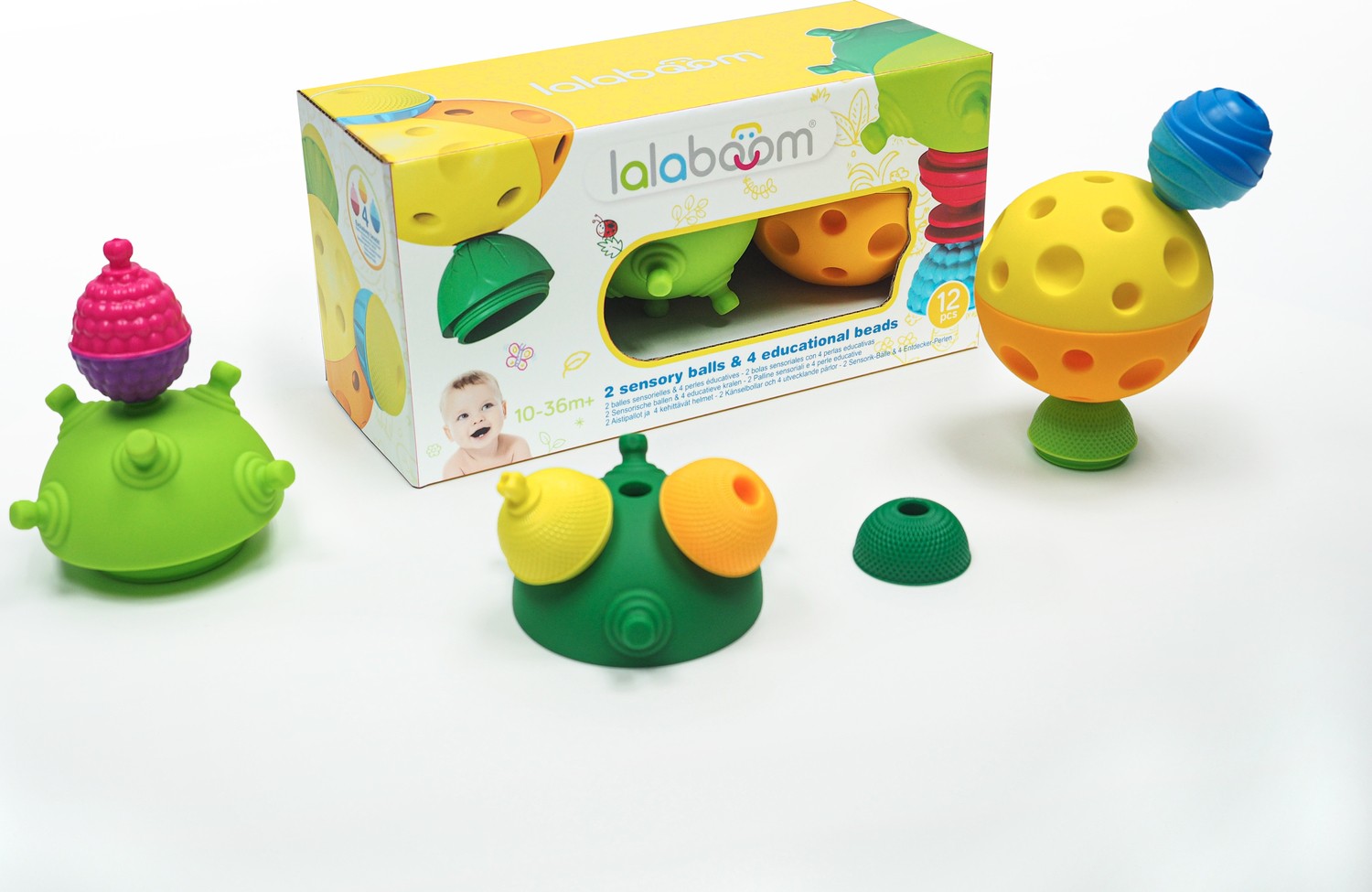 2 Bolas Sensoriales Grandes y 12 Cuencas para Bebes y Niño Pequeño