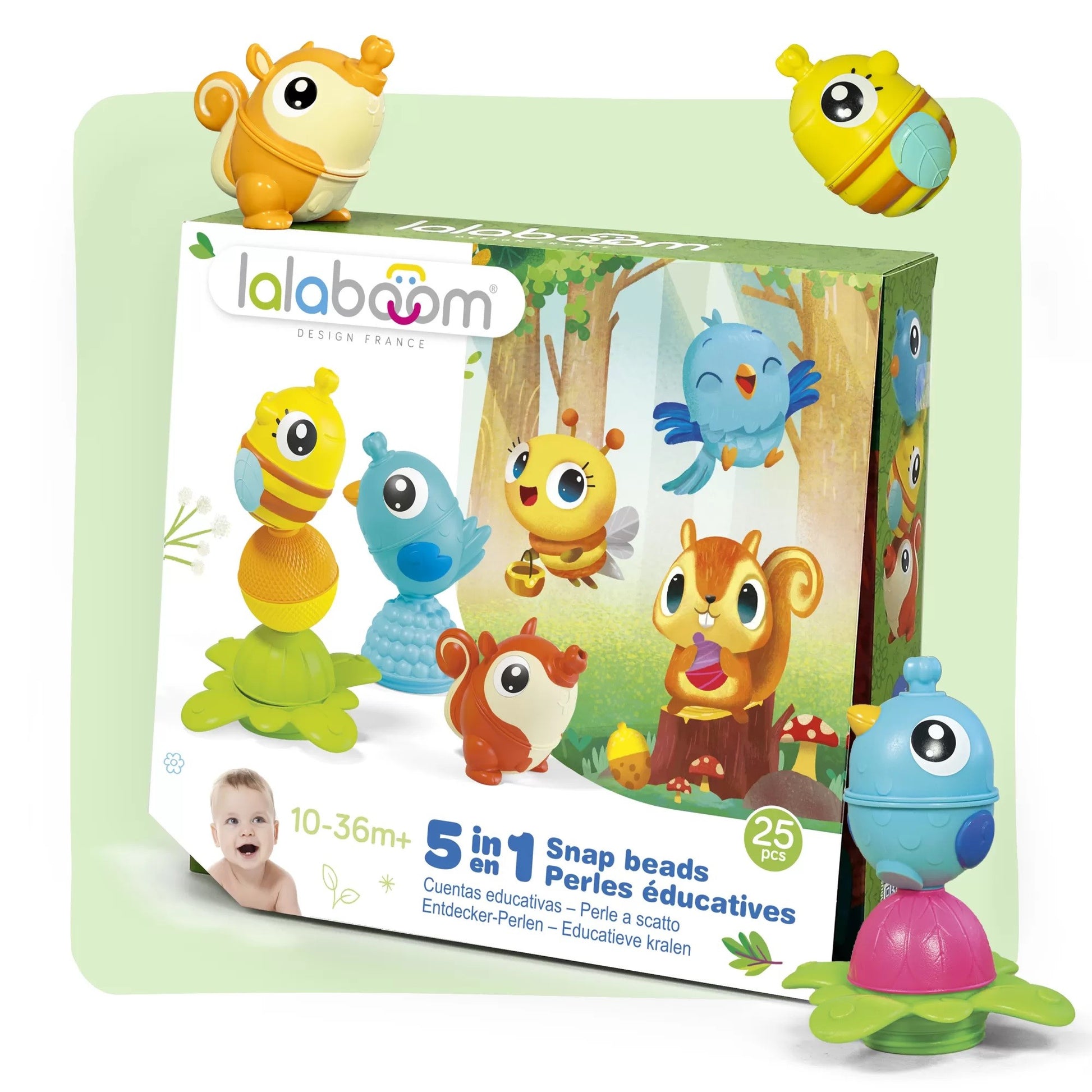 Caja 3 Animales del Bosque y Perlas- Juguete Para Niños